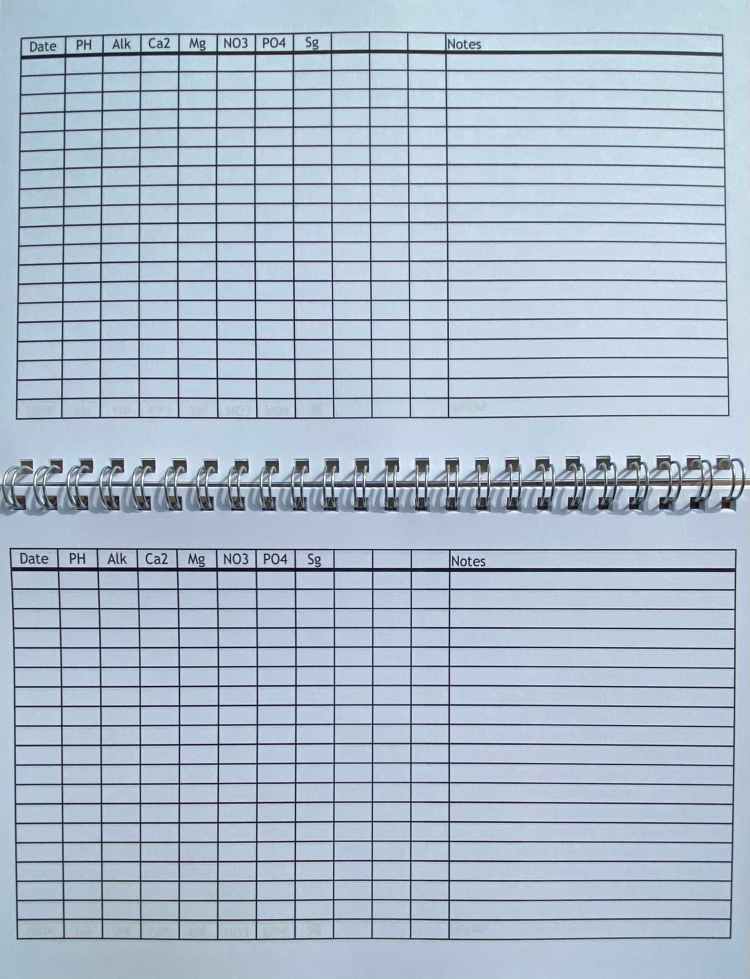 Aquarium Parameter Log Book